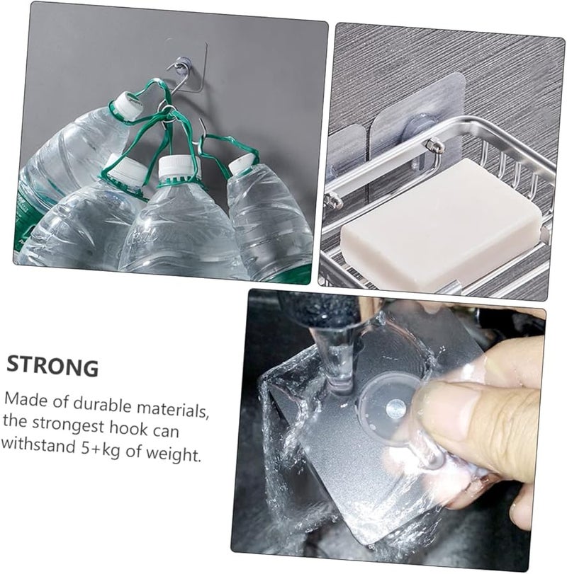 Healifty 10 Pack Clear Seamless Wall Hooks with Screws Strong Adhesive for Kitchen Home Heavy Duty - Image 5
